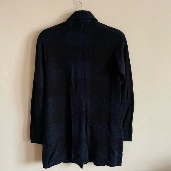 POETRY Navy and Black Plaid Shawl Collar Baby Alpaca Cardigan EUC - Picture 8 of 9